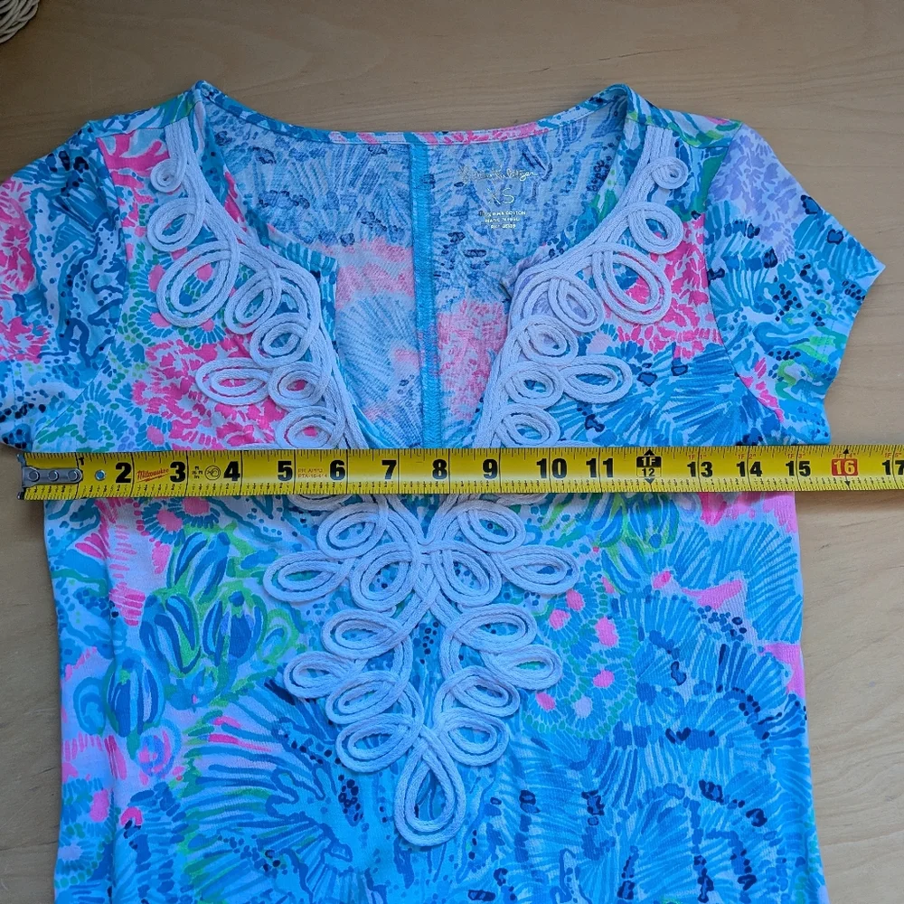 LILLY PULITZER Mini Dress Women Size XS  100% Pima Cotton Made In Peru V Neck - Picture 8 of 10
